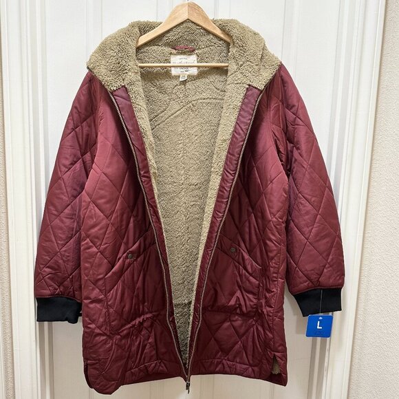 Weatherproof Women's Quilted Parka Jacket Coat Size L Sherpa Lined Warm Cozy NEW - Picture 1 of 16